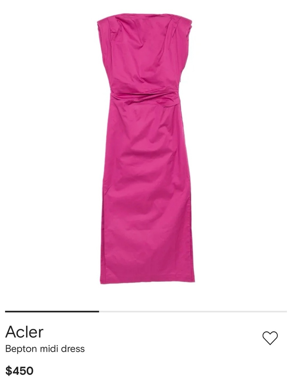 NWT Acler Bepton Midi Dress in fuchsia pink with boat neck and draped detailing. - Picture 2 of 12